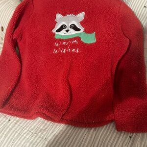 Holiday Time Red Sweater with Raccoon Design